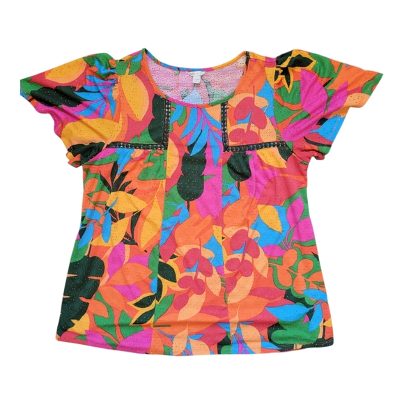 Cato Multicolor Leaf Print Blouse - Picture 1 of 3